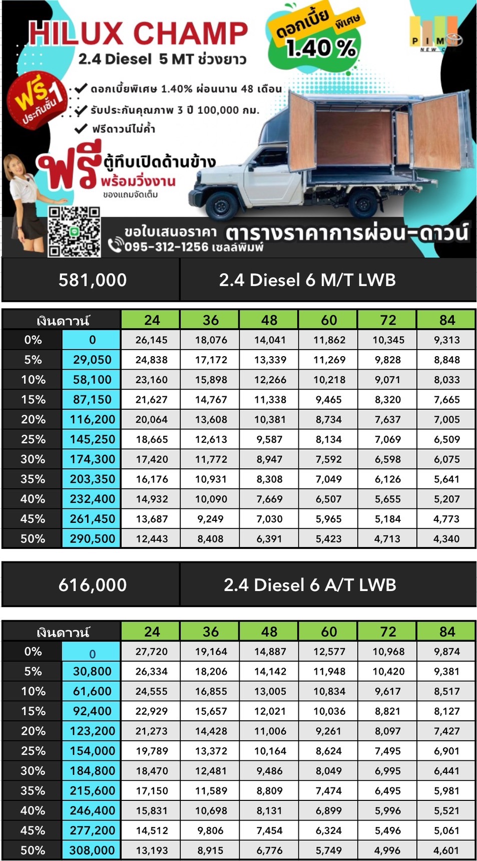 ตารางผ่อน champ ตู้ทึบอลูมิเนียม